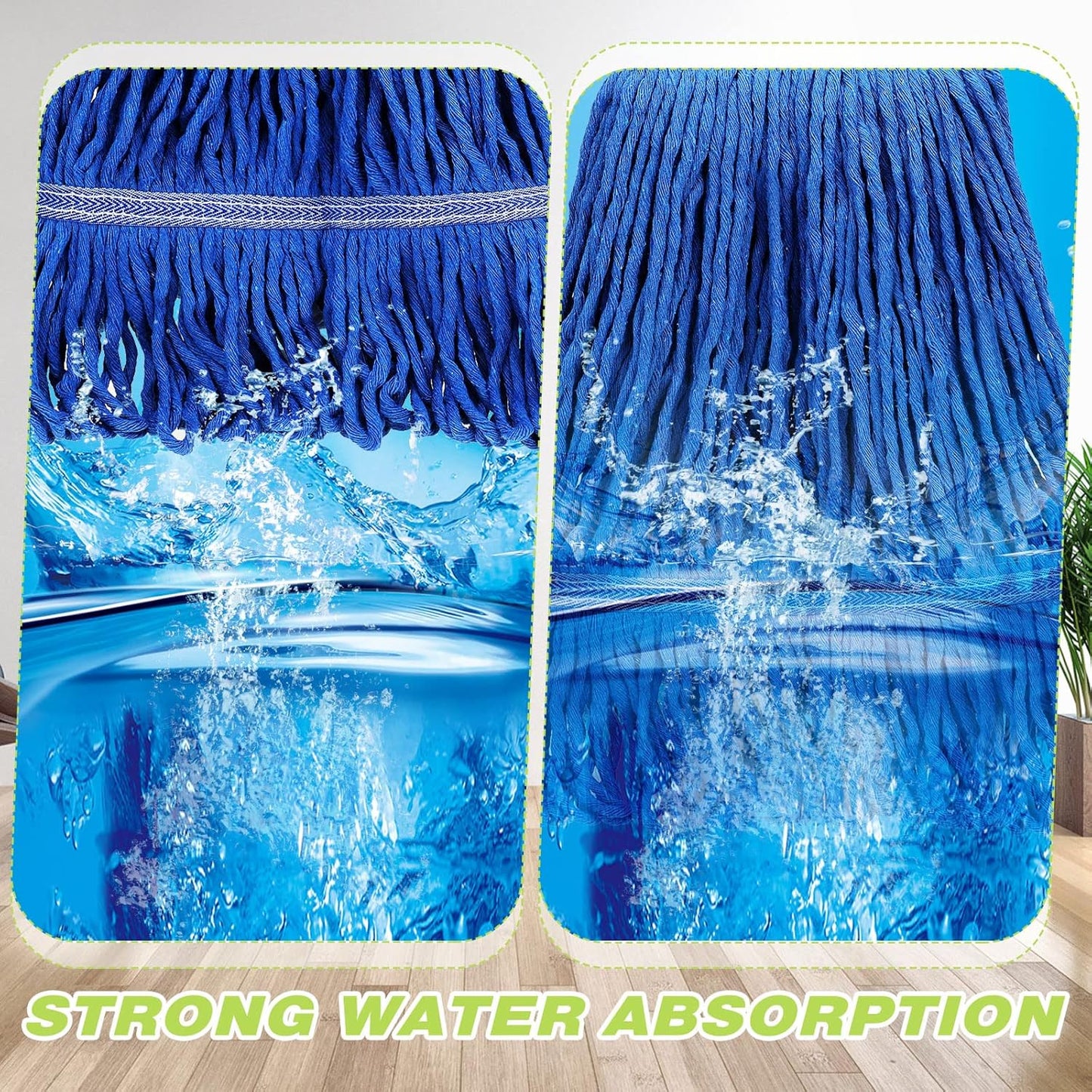 Roshtia 30 Pieces Commercial Mop Head Replacement Floor Cleaning Wet Mop Heads Heavy Duty Large Cotton String Sweeper Refills for Industrial Home Use(Blue)