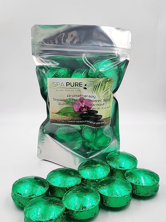 EUCALYPTUS SPEARMINT Aromatherapy Shower Bombs: 100% Natural/Organic Essential Oils - Transform Your Shower - Transform Your Mood (8 Count) Pack of 1