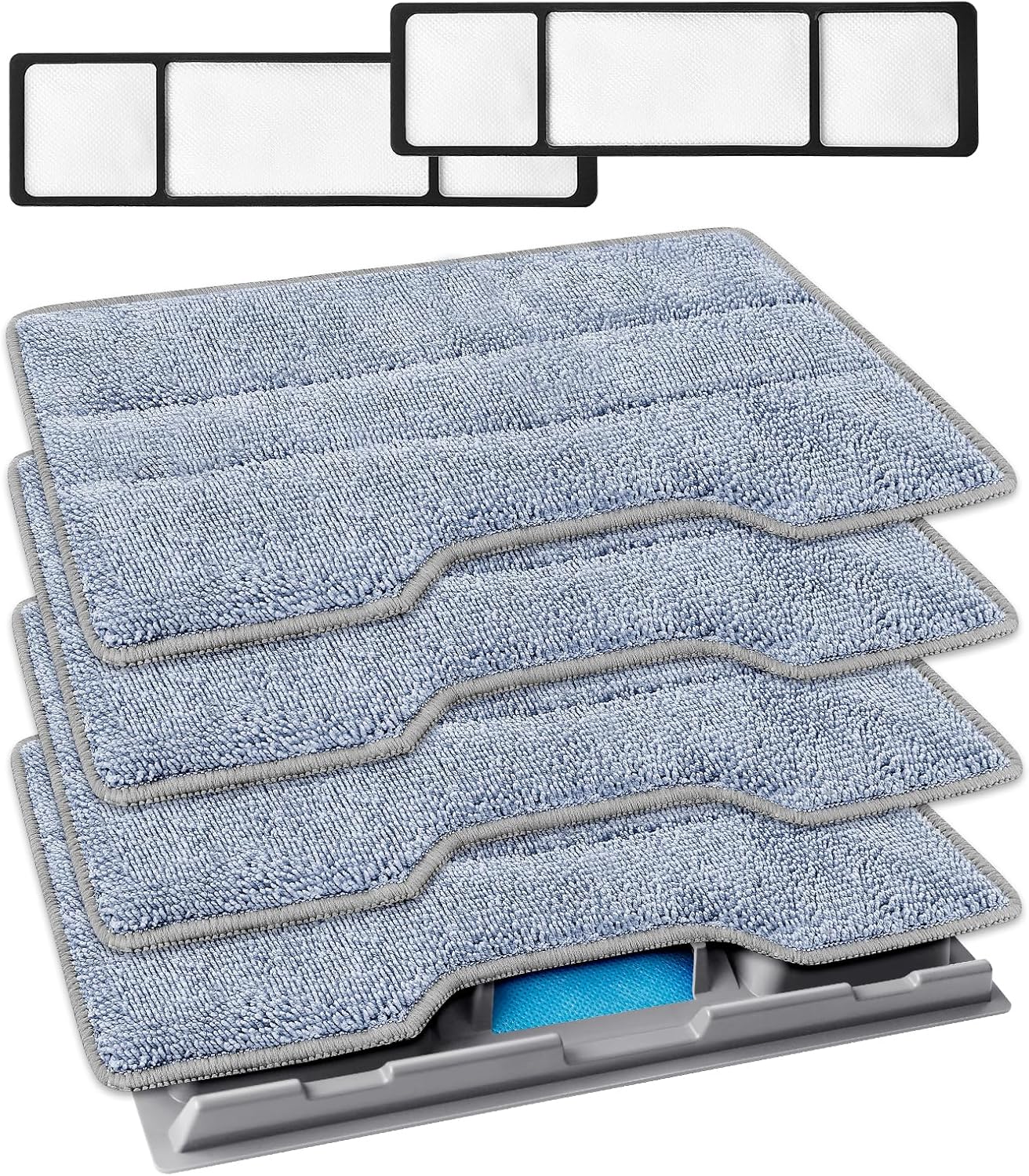 KEEPOW Reusable Mop Replacement Pads Compatible with Shark Vacmop VM252 VM200P12 VM252P10 VC205 VM190 VM200 QM250 VM250, Microfiber Mop Vac Pads Refills with Upgraded Design(1+2+4 Pads)