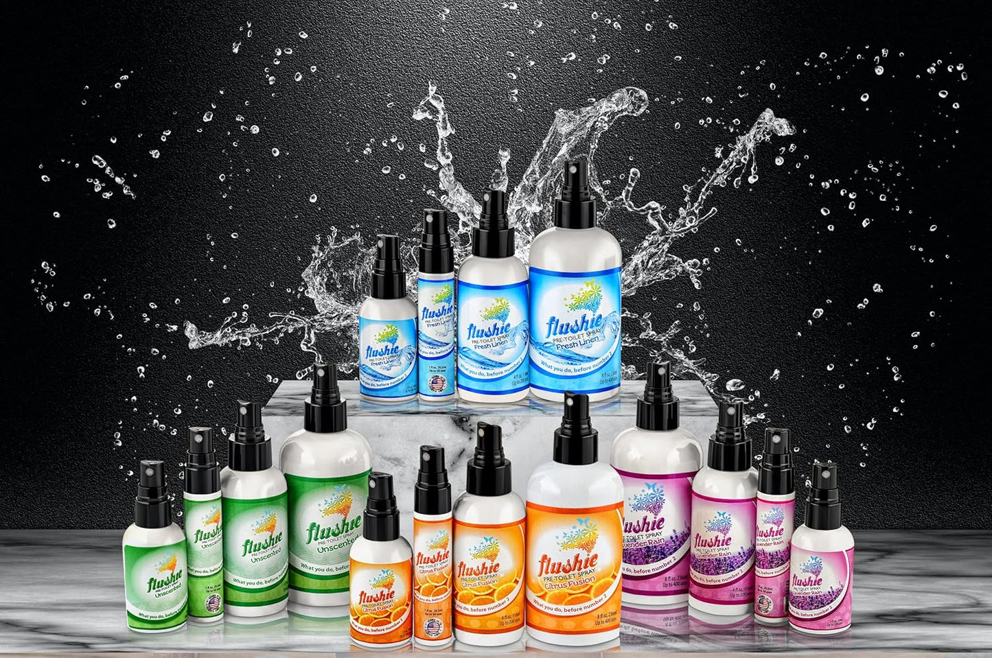 Flushie Lavender Pre-Toilet Spray - Travel Size Toiletries 1oz 3pack Spray for Toilet Deodorizer & Odor Eliminator