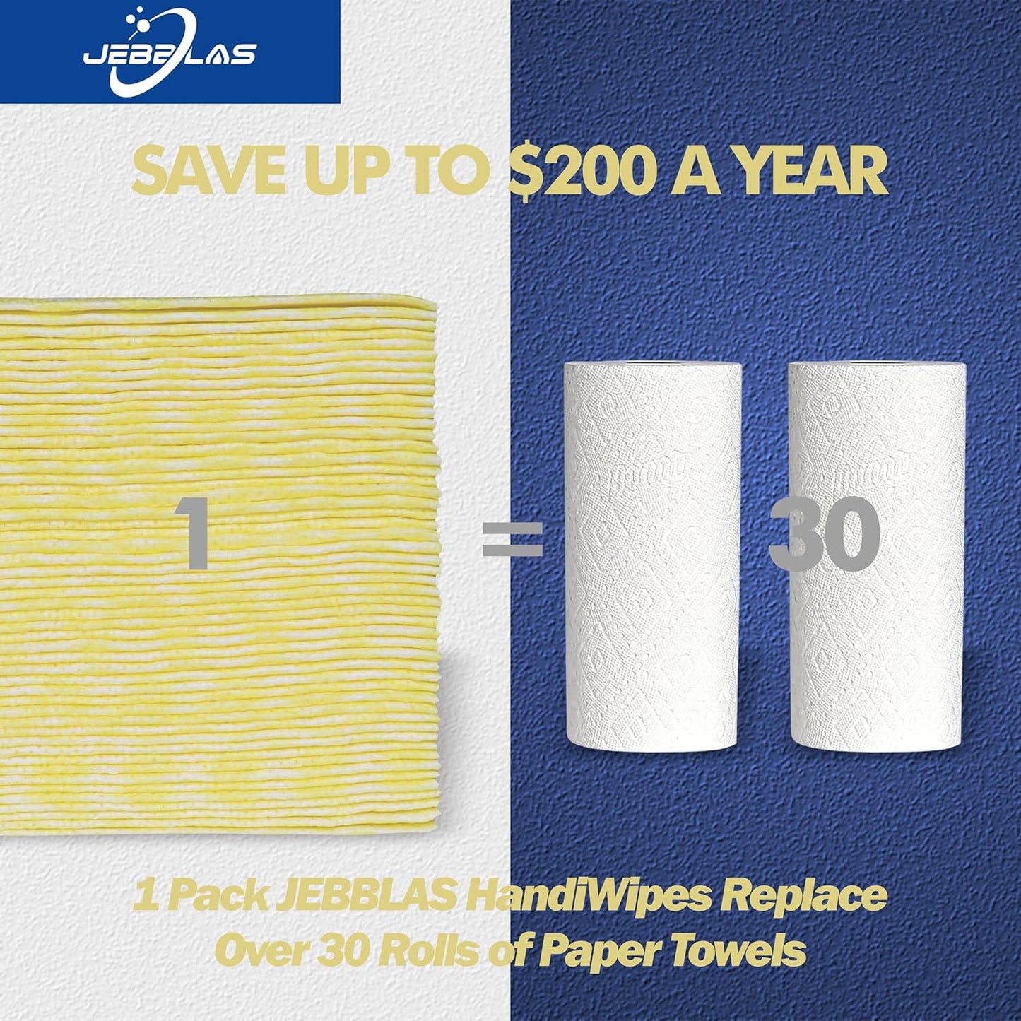 JEBBLAS Reusable Cleaning Cloths Handi Wipes Reusable Cloths Dry Cleaning Cloths Dish Towel Dish Cloths Handy Cleaning Wipes,Pack of 100, Yellow