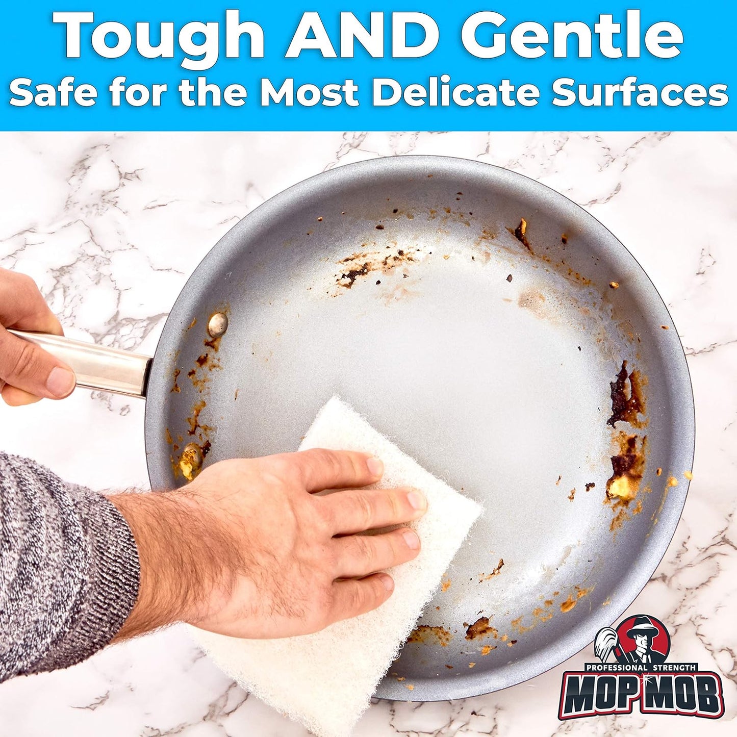 Non-Scratch, Super Long-Lasting Scrubbing Pad 5 pk, 10x4.5in. Best Reusable Multipurpose Scouring Sponge for Home Surfaces. Perfect Pro Grade Multi-Surface Scrubber Pads for Light-Duty Indoor Cleaning