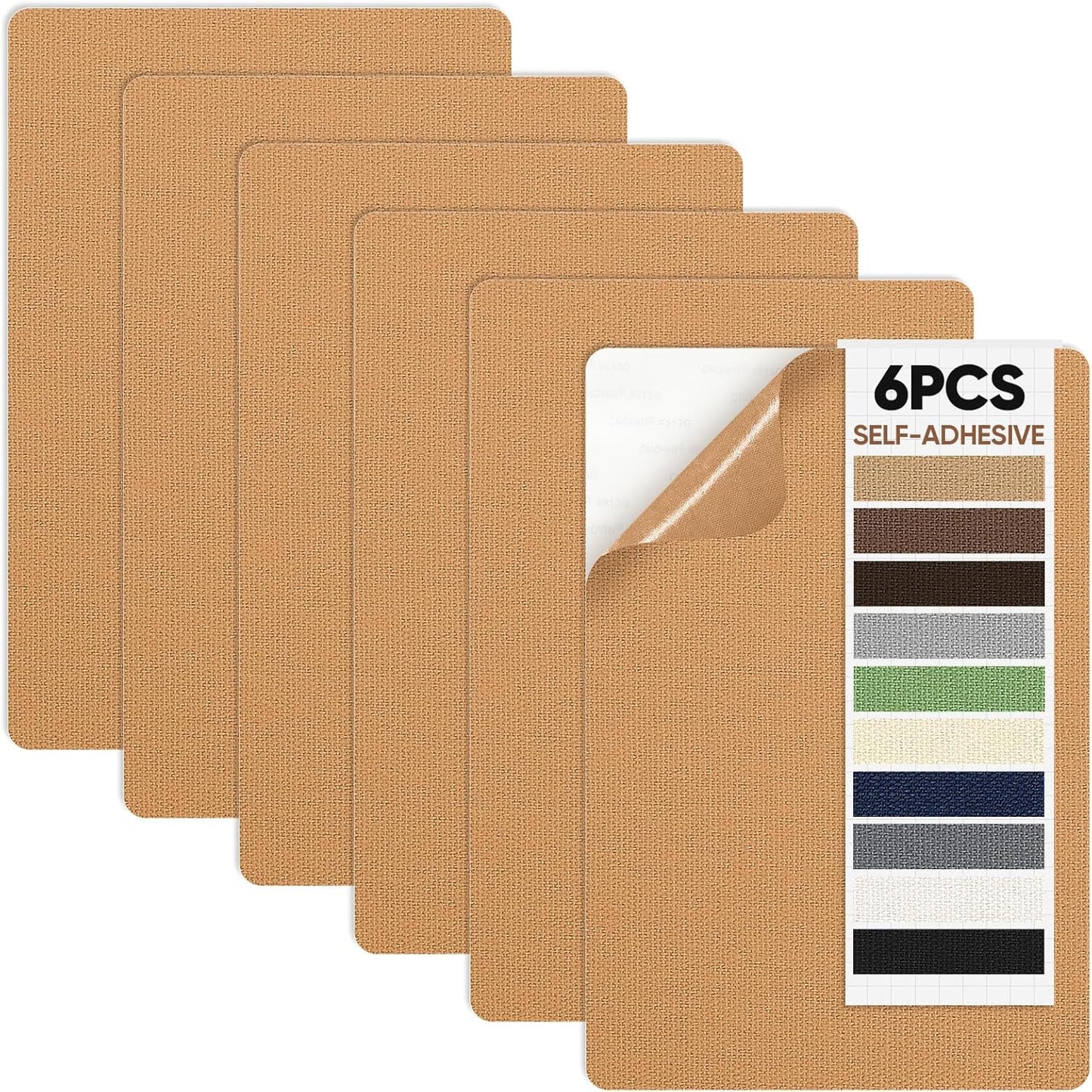 Canvas Patch 5.5 x 8 Inches 6Pcs Self-Adhesive Waterproof Canvas Patch Kit for Repairing Tents,Sofas,Boat Covers,Camping Chair,Awnings,Car Seats.(Light Brown)