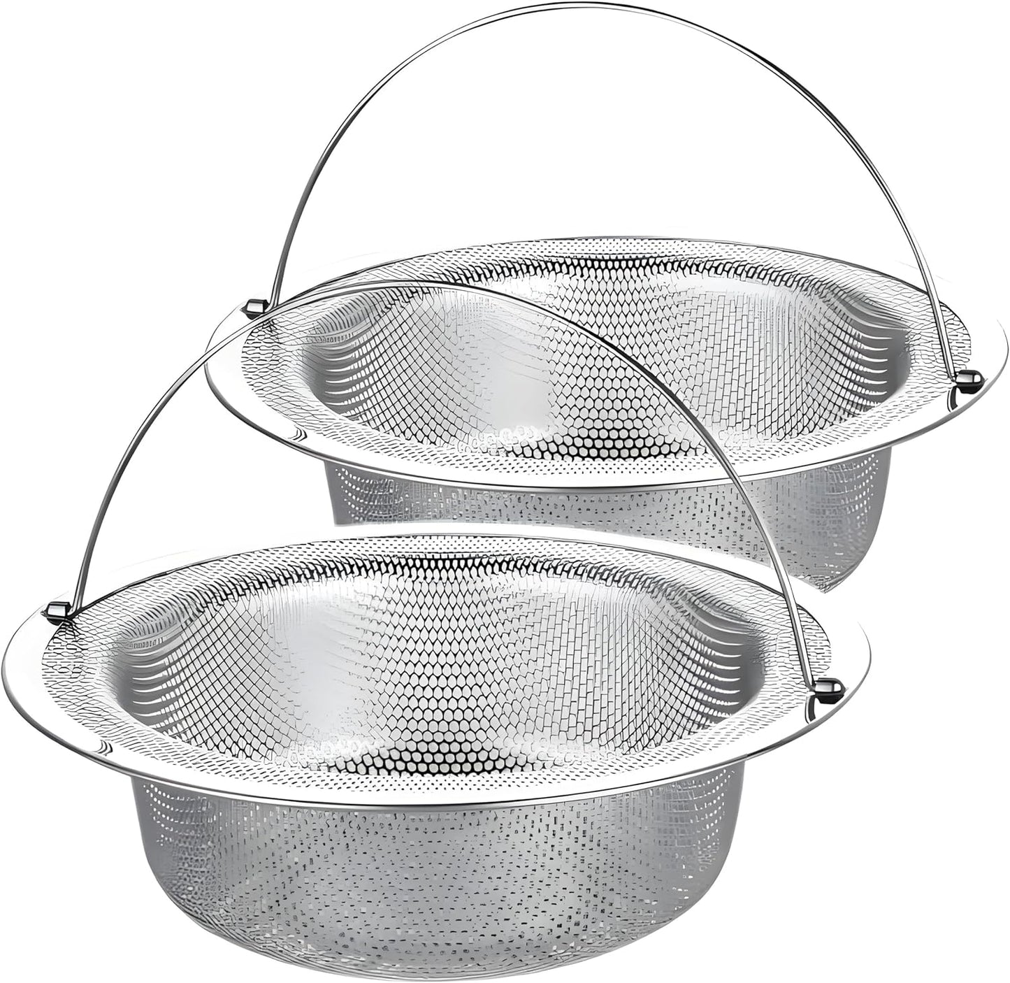 2 Pack Stainless Steel Sink Strainer Basket, Fine Mesh Drain Protector for Kitchen, Anti-Clog Rustproof Design, Dishwasher Safe Heavy Duty