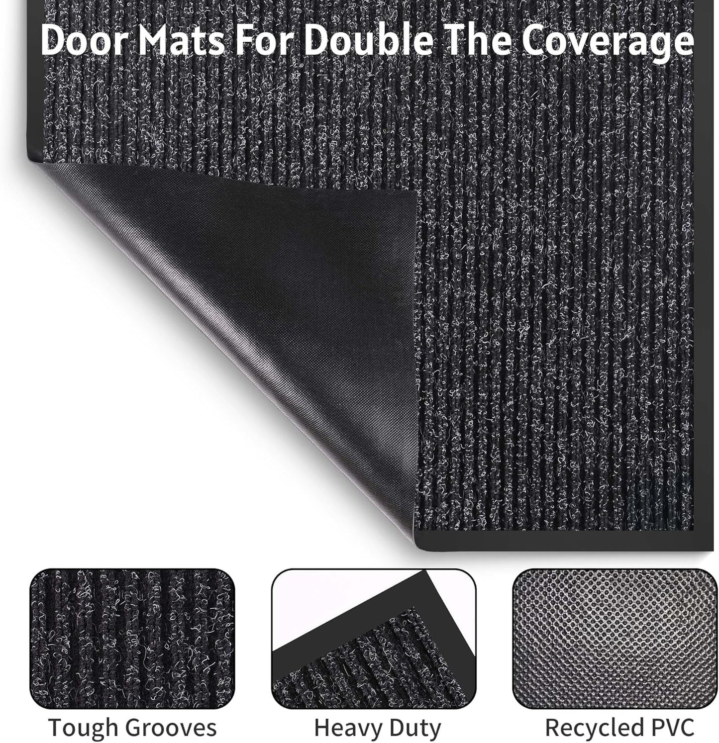 Front Door Mat Indoor Outdoor Entrance, 30" x 60" Dirt Resistant and Absorbent Door Mat, TPR Backing Non-Slip Doormats, Easy to Clean, Low Profile Welcome Floor Mat for Outside Entry