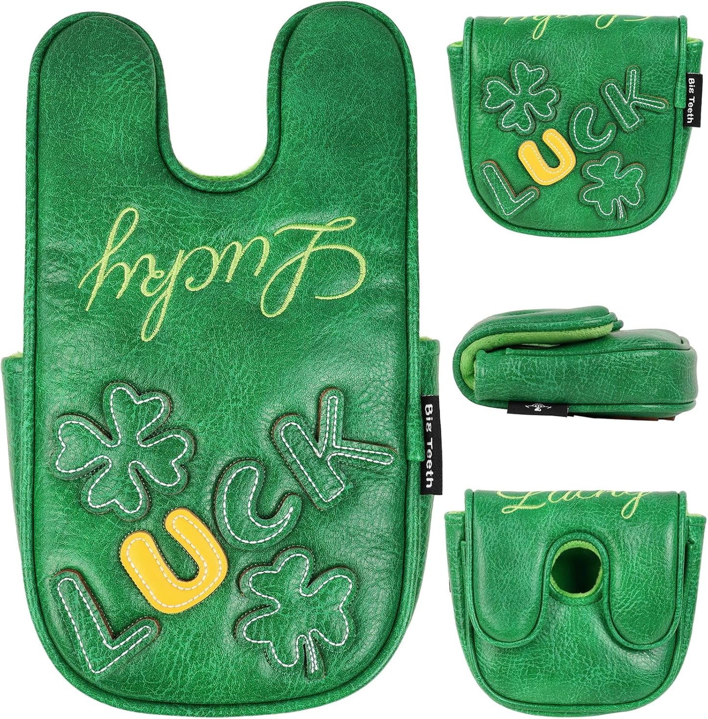 Golf Headcovers Golf Club Head Covers Four Leaf Clover Good Luck Charm - Clover Style Premium Leather Driver Fairway(FW) Wood Hybrid(UT) with Number Tags
