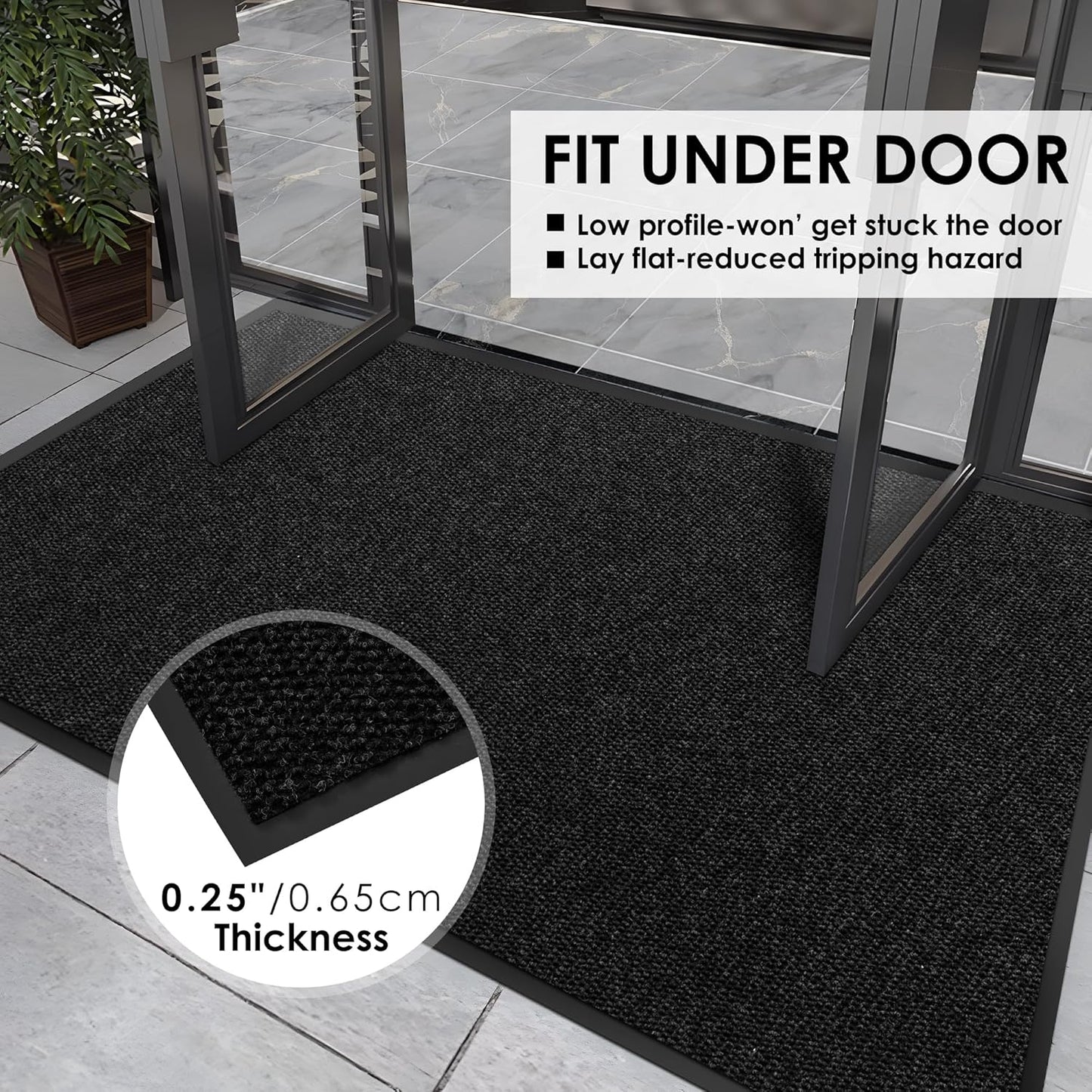 4′ x 5′ Front Door Mat Indoor Outdoor Entrance, Commercial Floor Mat Heavy Duty Dirt Trapper Entryway Doormat, Custom Size Non Slip Rubber Backing Welcome mat, Door Mat for High Traffic Area