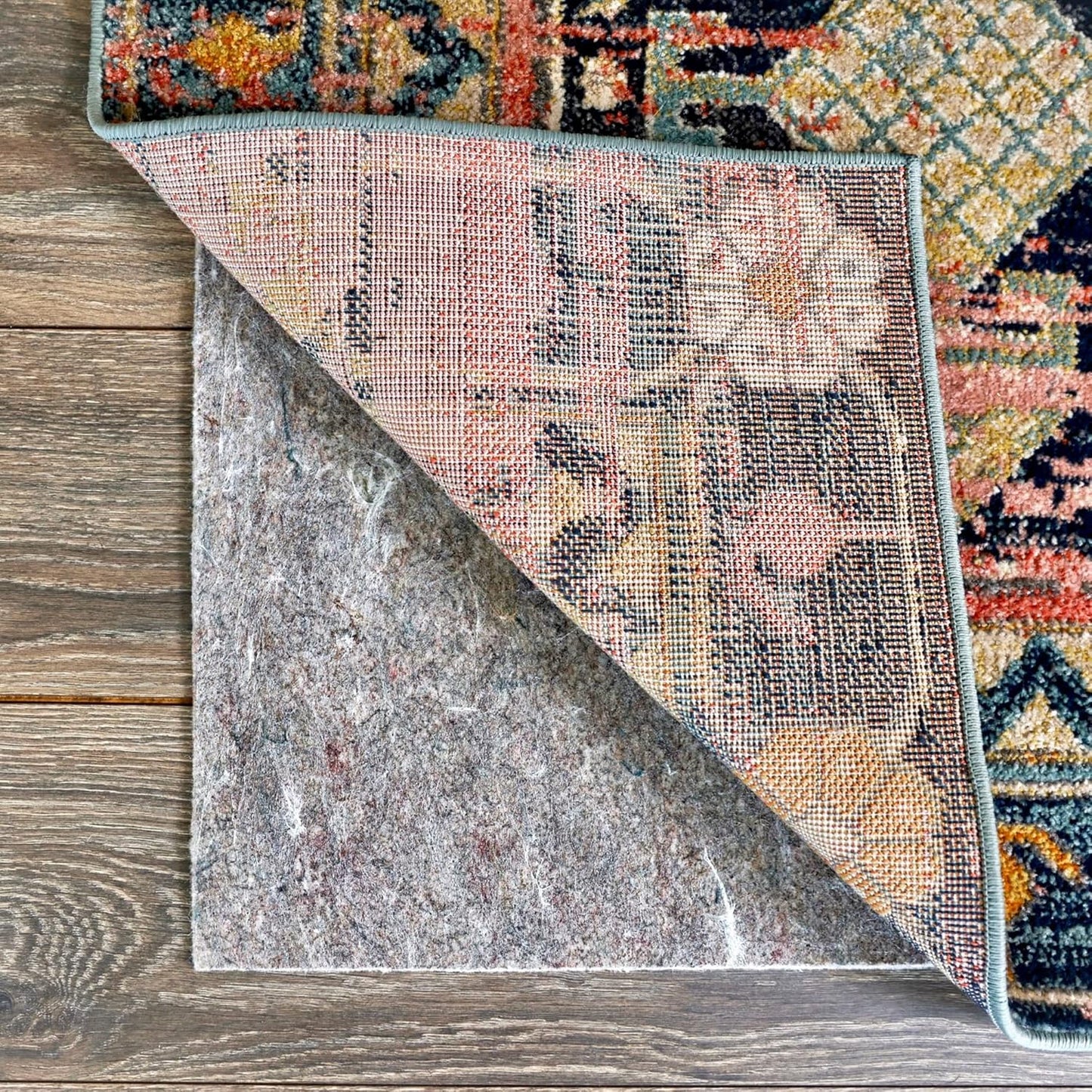 RUGPADUSA - Dual Surface - 8' Square - 1/8" Thick - Felt + Rubber - Non-Slip Backing Rug Pad - Adds Low-Profile Comfort and Protection