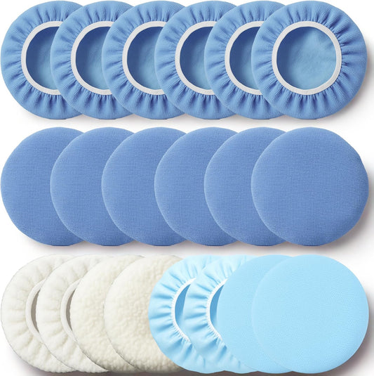 20 Pack Buffing Pads, Polishing Pad Covers, Microfiber & Wool for 5-6 Inch Buffer Polisher; Car Buffer Accessories for Car Detailing Kit; Wax, Polishing Compound & Polish Finishing, Durable Set