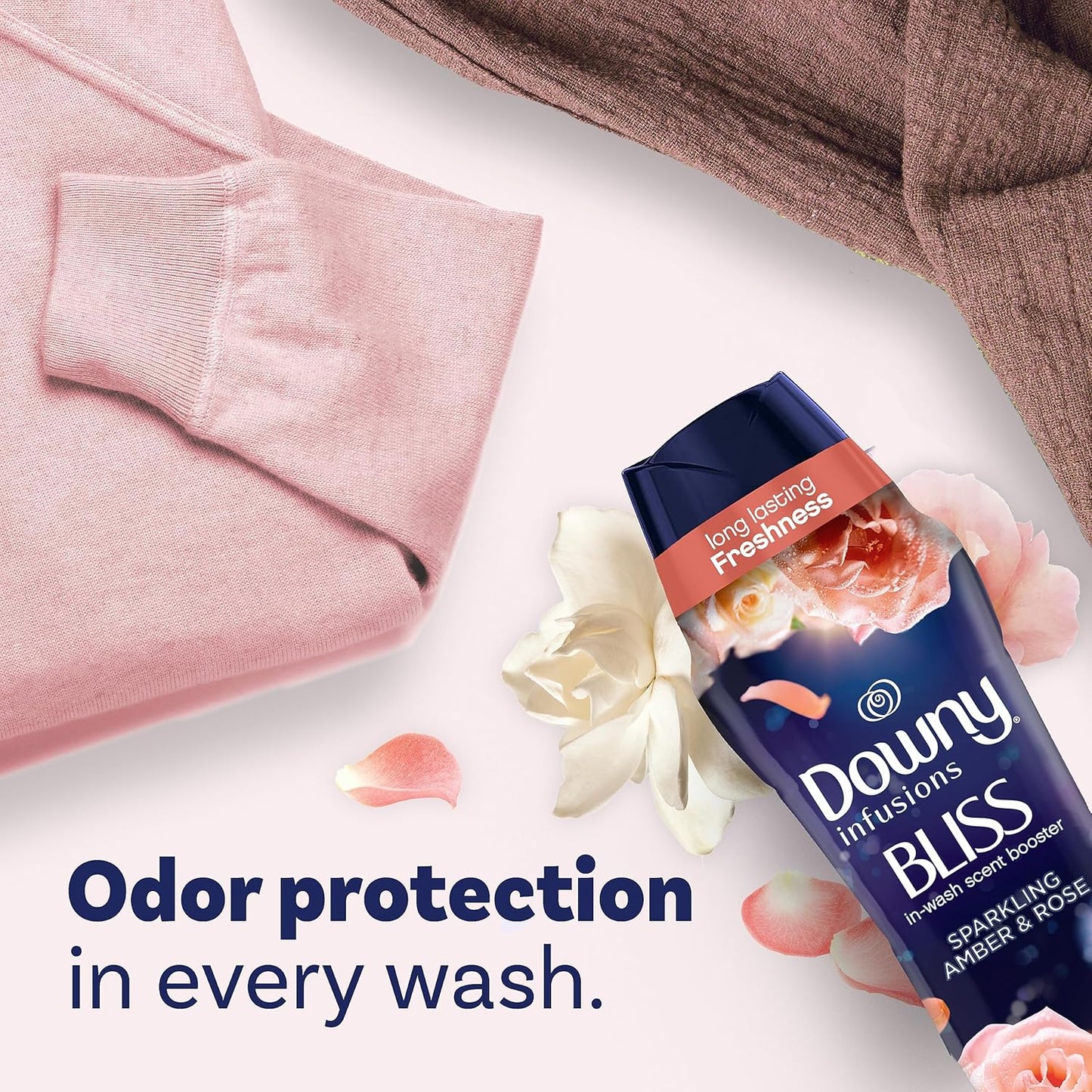 Downy Infusions In-Wash Laundry Scent Booster Beads, BLISS, Sparkling Amber and Rose, 18.2 oz