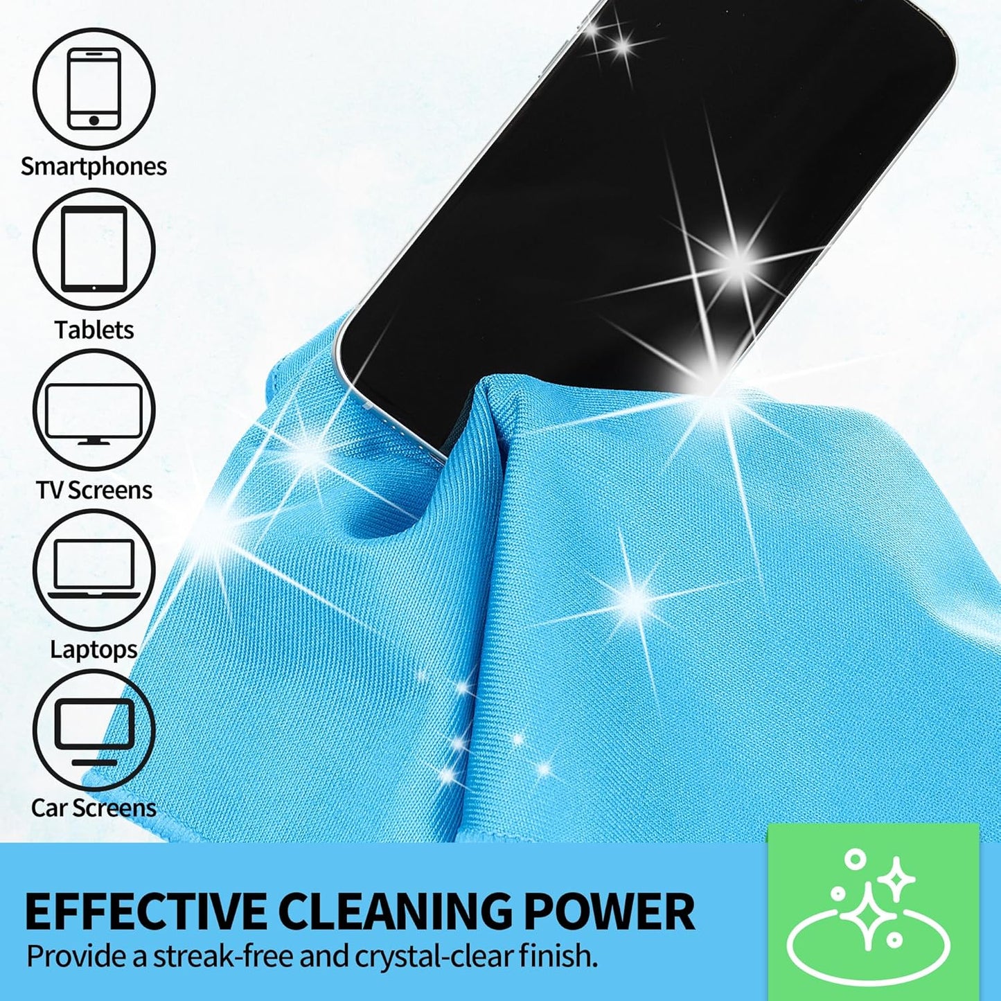 HOMERHYME Microfiber Glass Cleaning Cloth, 12 Pack Window Glass Cleaning Rags, Reusable Lint-Free Streak Free Polishing Cloth Wipes for Stainless Steel, Eyeglasses, Mirrors, Screens & Lenses,12" 12"