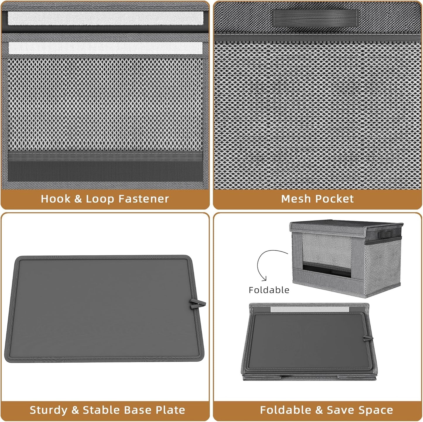 2 Pack Extra Large Trash Bag Holder Dispenser,Oxford Cloth Garbage Bag Storage Organizer with Mesh Pockets,Foldable Kitchen Trash Bag Holder Fits 33/30/13 Gallon Roll for Kitchen and Pantry