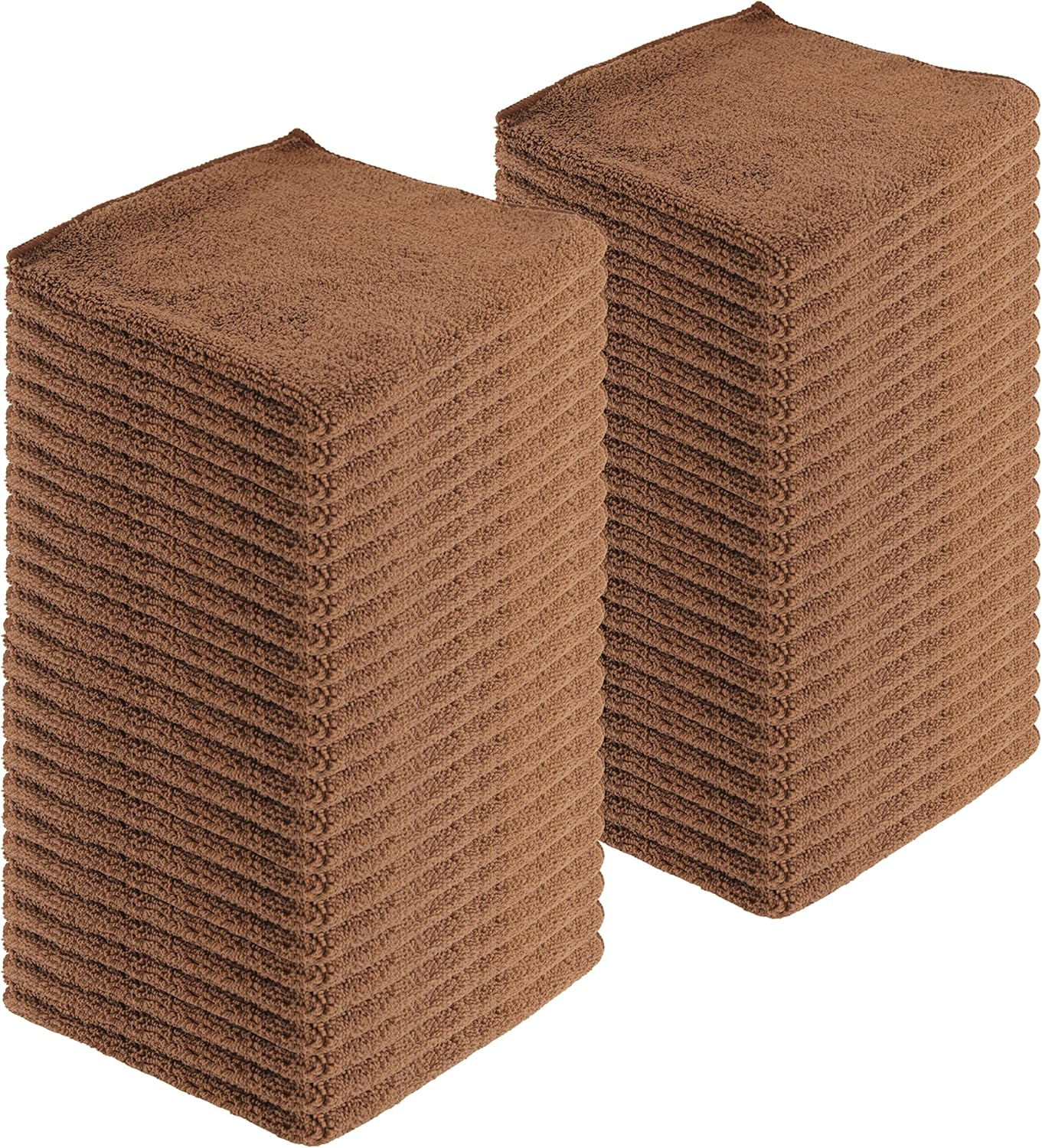 Microfiber Cleaning Cloths,120 Pack, 16"x16", All-Purpose, Softer, Highly Absorbent, Lint-Free, Reusable, Washable Pro Towels, Brown, for House, Kitchen, Bathroom, Car, Office