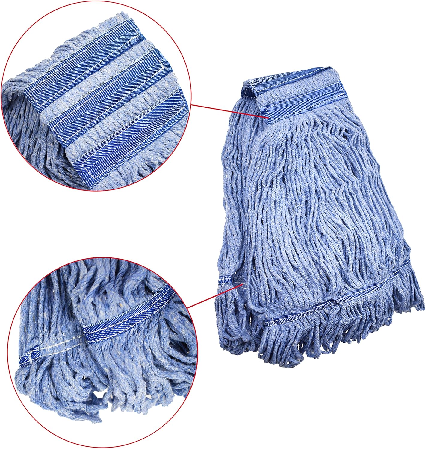 Mop Head Replacement Commercial Heavy Duty String Blue Wet Mop Heads for 3 Typs Commercial Mop Handle(6,Large,Weight 23oz)