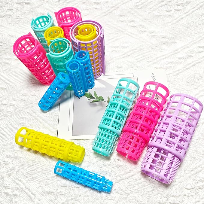 30Pcs Plastic Hair Curlers Rollers Set, Snap on Rollers Self Grip Hairdressing Curlers Hair Curlers No Heat Hair Rollers for Long Medium Short Thin Fine Hair with Mini Comb (5 Sizes)