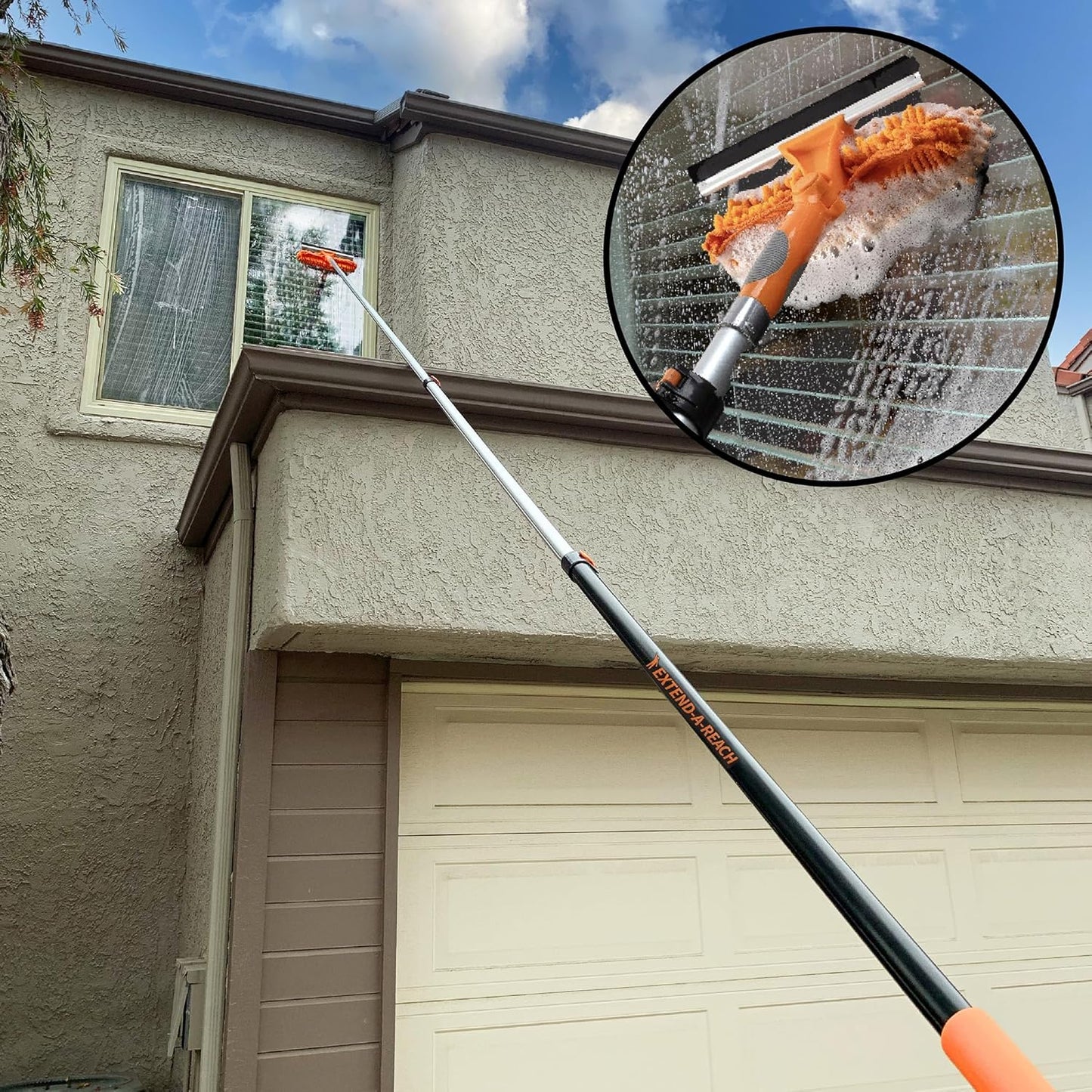 5-18 ft Window Washing Kit (24+ Foot Reach) // Window Cleaning Tool & Window Washer Squeegee with Telescopic Extension Pole // Best Indoor Outdoor Equipment