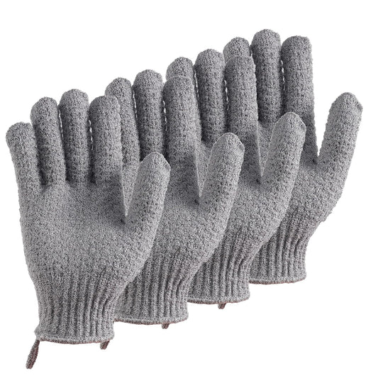 Bath Exfoliating Gloves - 2 Pairs of Lengthened and Large Scrubbing Gloves for Shower, Spa, and Massage - Perfect for Exfoliating Body, Face, Hands, and Feet(2 paris gary)