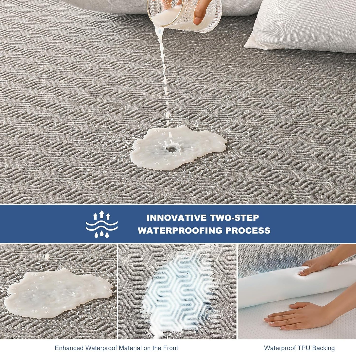 GRT Cal King Mattress Protector Waterproof, Breathable Bamboo Charcoal Fiber Mattress Cover, Noiseless and Odor Free Upgraded Mattress Protector with Double-Barrier Protection, 8"-26" Deep Pocket