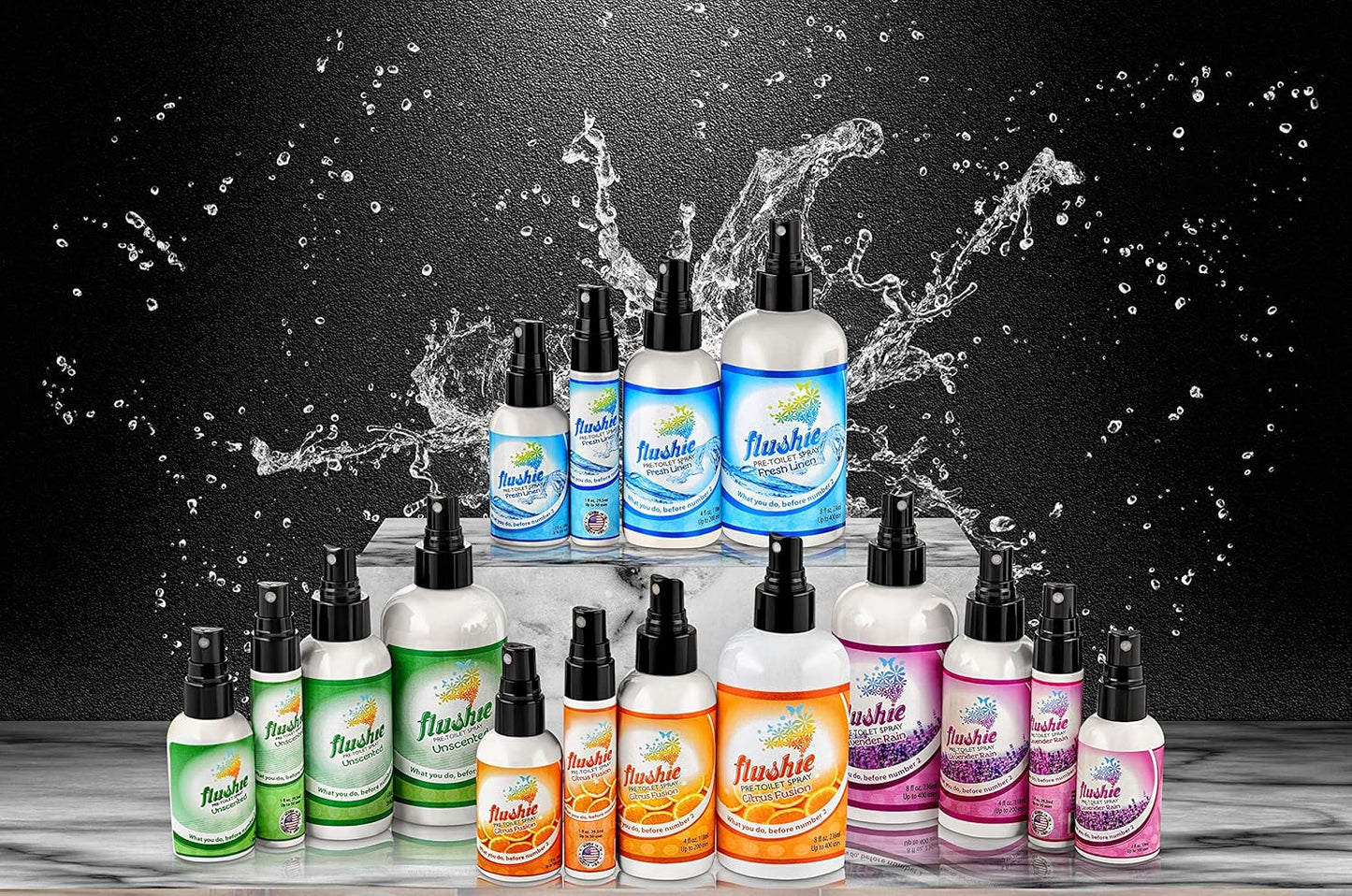 Flushie Pre-Toilet Spray - Travel Size Toilet Deodorizer & Poop Odor Eliminator (Citrus, 1oz 3pack)