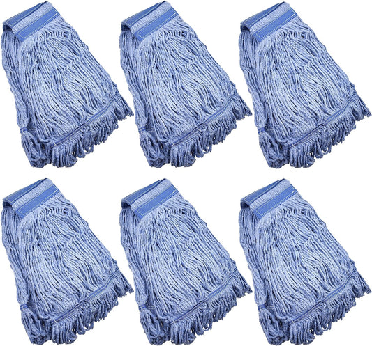 Mop Head Replacement Commercial Heavy Duty String Blue Wet Mop Heads for 3 Typs Commercial Mop Handle(6,Large,Weight 23oz)