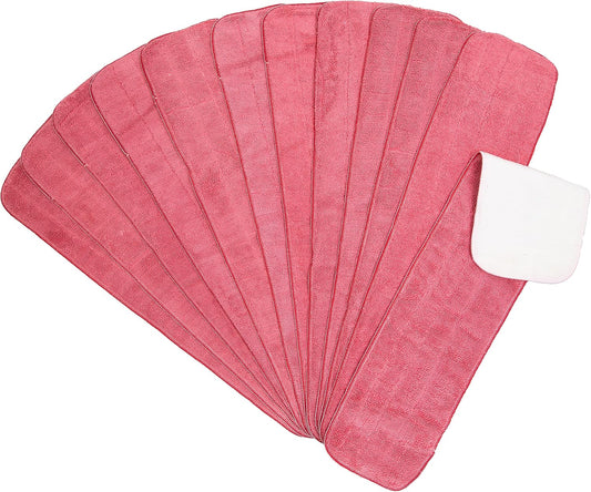 Arkwright Spray Mop Replacement Pads - (Pack of 12) Bulk Microfiber Flat Dry and Wet Refill Mop Pads Floor Cleaning, Compatible with Bona and Rubbermaid, Fits All Mop Heads, 24 in, Red